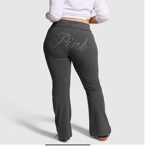 Y2K Victoria’s Secret PINK VS Bling Cotton Foldover Flare Leggings